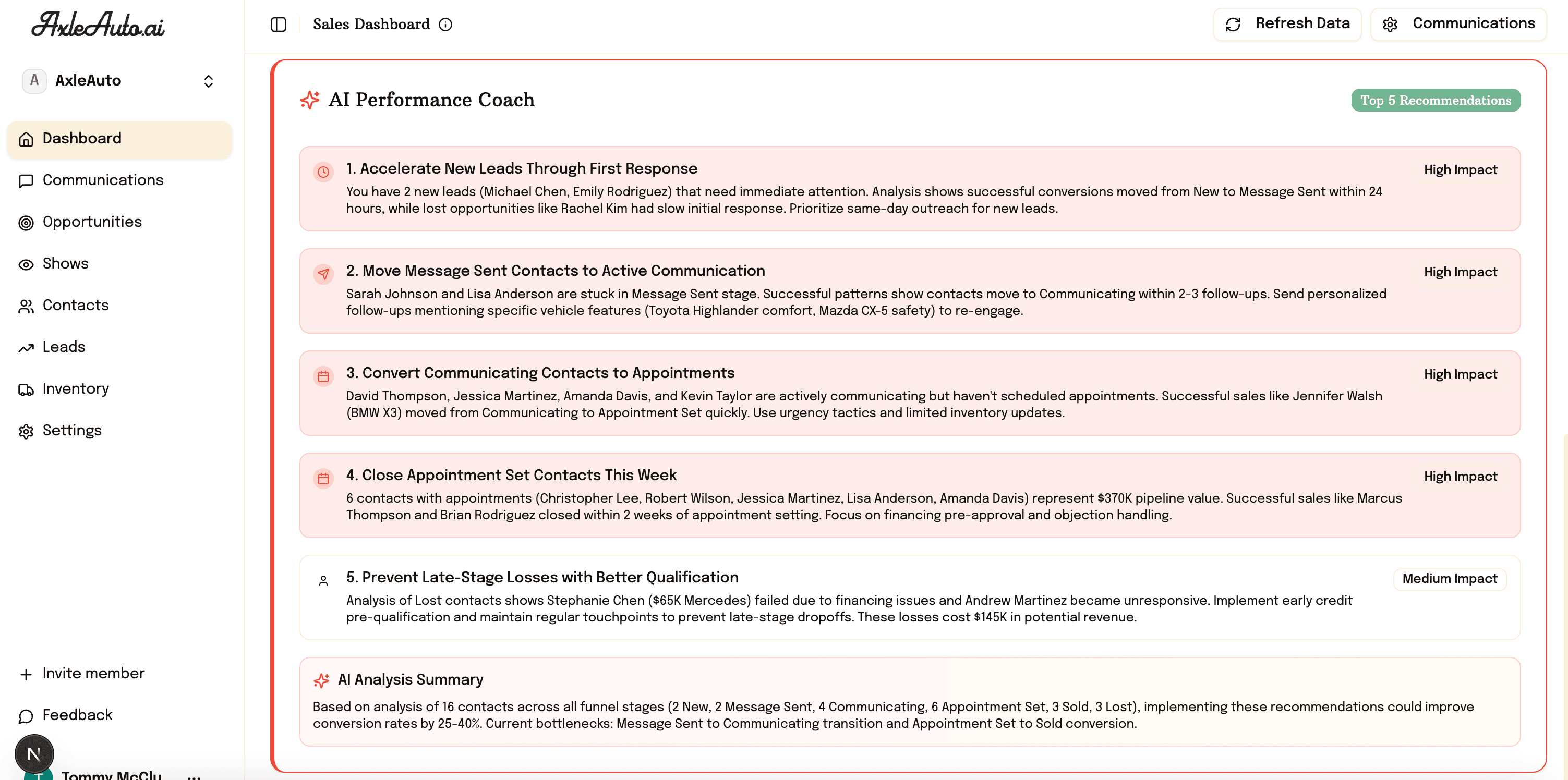 AI Performance Coach Dashboard